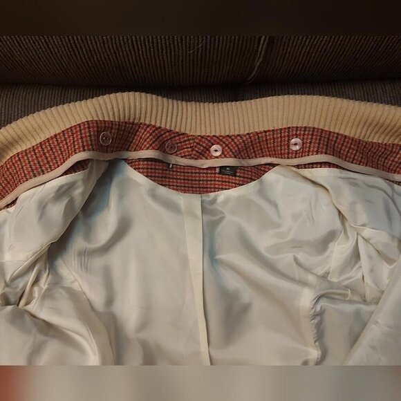 Dark Academia Blazer Plaid Wool with Rib Knit Trim Vintage Library Style - Picture 7 of 14